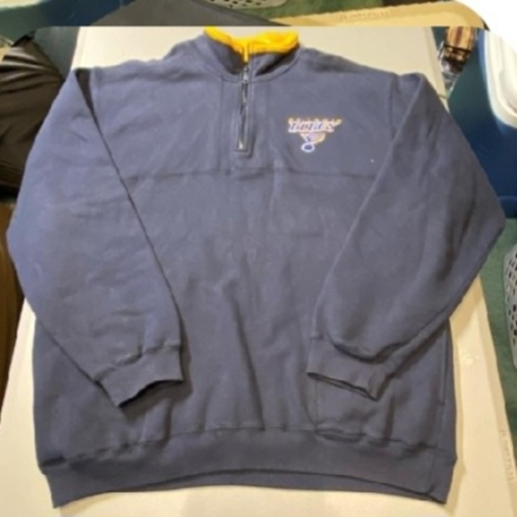 Vintage Authentics St. Louis Blues Men's Navy Blue Quarter-Zip Sweatshirt Large - Picture 1 of 5